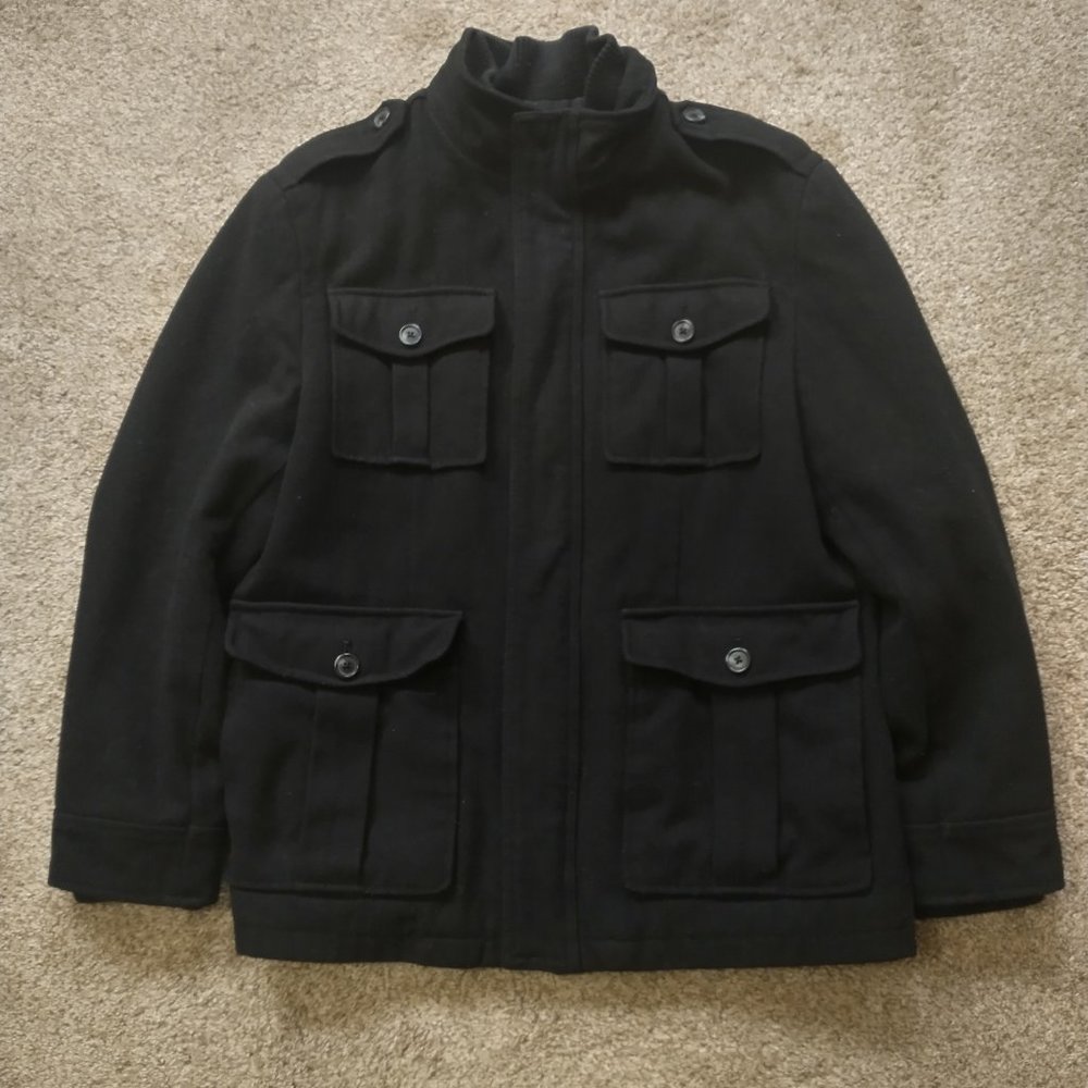 Merona Large Black Four Pocket Wool Jacket